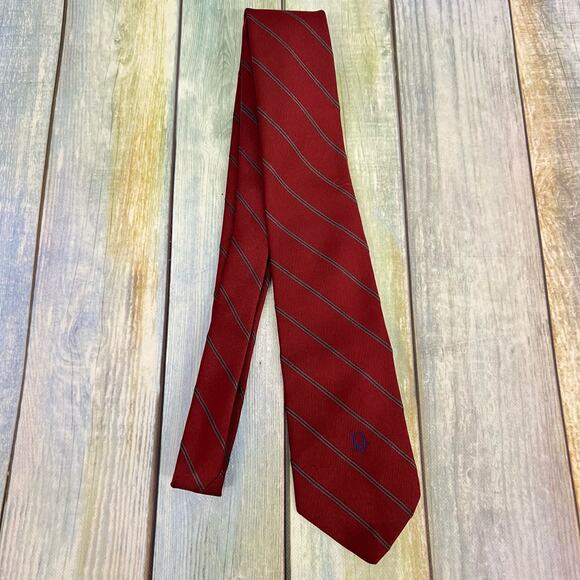Christian Dior Vintage Men's Tie Red Blue Stripe Silk Blend 90s - Picture 7 of 8